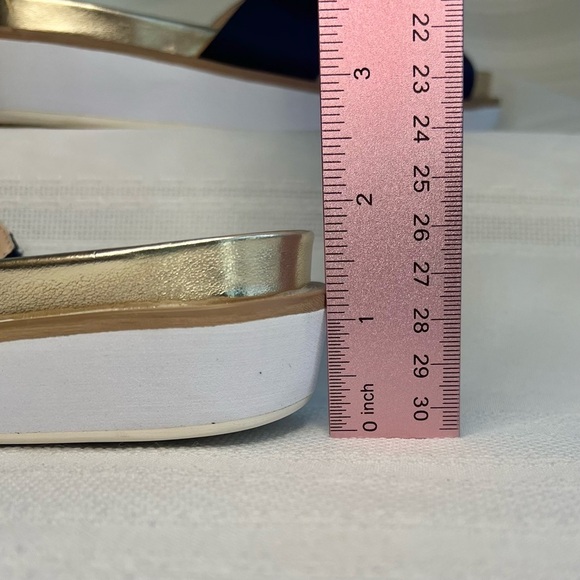 Platform Sandal Flip Flop Nina Navy Satin Gold Sz‎ 5 EUC - Picture 13 of 13